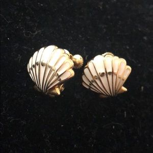 Napier gold tone and ivory shell earring